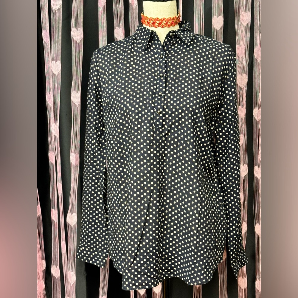 Karissa & Me Women's Size S NWT Long Sleeve Floral Popover Blouse Navy  $44
